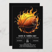 ボーホバモダンスケットボール誕生日 招待状 (正面/裏面)