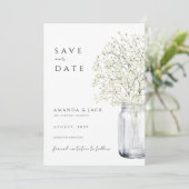 ボーホパンパスグラスは日付ミニマリストを保存 招待状 (スタンド正面)