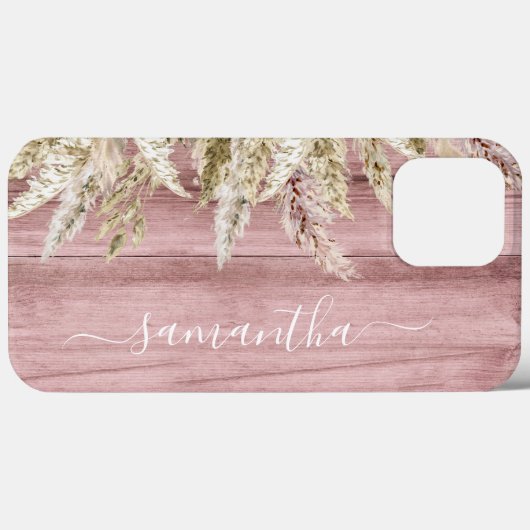 ボーホパンパスグラスピンクウッドルックモノグラム Case-Mate iPhoneケース (裏面 (横))