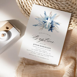 ボーホパンパスグラスブルーフローラクロスバプテスマ 招待状