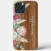 ボーホパンパスグラスユーカリプトゥスウッドルックモノグラム Case-Mate iPhoneケース (裏面)