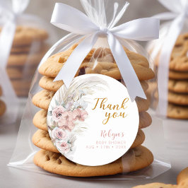 ボーホパンパスベイビーシャワーテンプレート/サンキューステッカー ラウンドシール