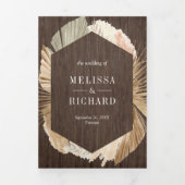 ボーホパンパリースドライパームウッド3 結婚 in 1's 三つ折り招待状 (カバー)