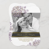 ボーホパープルスパイラル写真結婚発表 招待状 (正面/裏面)