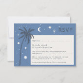 ボーホパーム春ブルーウェディングRSVPカード 出欠カード (正面)