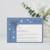 ボーホパーム春ブルーウェディングRSVPカード 出欠カード (スタンド正面)