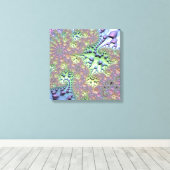 ボーホヒッピーGroovy光沢のあるレインボーカラフルフラクタル キャンバスプリント (インサイチュ (ウッドフロア))