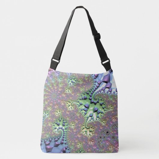 ボーホヒッピーGroovy光沢のあるレインボーカラフルフラクタル クロスボディバッグ (正面)