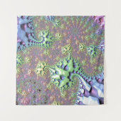 ボーホヒッピーGroovy光沢のあるレインボーカラフルフラクタル タペストリー (正面(横))