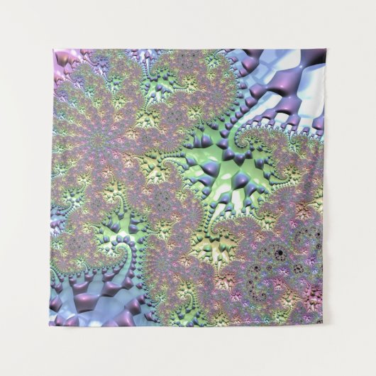 ボーホヒッピーGroovy光沢のあるレインボーカラフルフラクタル タペストリー (正面)