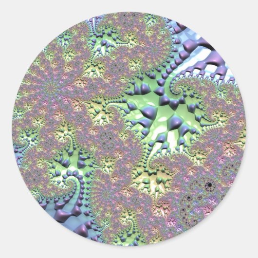 ボーホヒッピーGroovy光沢のあるレインボーカラフルフラクタル ラウンドシール (正面)