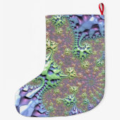 ボーホヒッピーGroovy光沢のあるレインボーカラフルフラクタル ラージクリスマスストッキング (裏面)