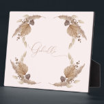 ボーホピンク名前をカスタムする卓上歯垢イーゼル フォトプラーク<br><div class="desc">ボホシャワー名前をカスタムする標識。連絡デザイナーに名前を追加する。</div>