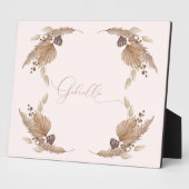 ボーホピンク名前をカスタムする卓上歯垢イーゼル フォトプラーク (側面)