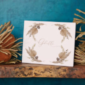 ボーホピンク名前をカスタムする卓上歯垢イーゼル フォトプラーク (側面)