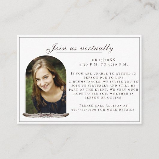 ボーホフェザーフレーム写真卒業エンクロージャカード エンクロージャーカード (正面)