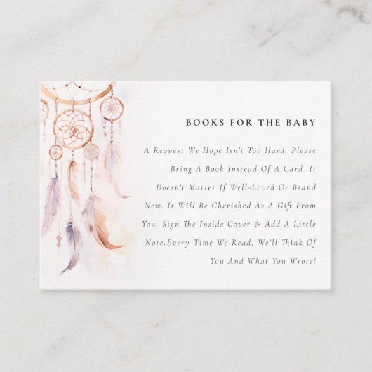 ボーホフェザー赤ちゃんシャワー用ドリームキャッチャー本 エンクロージャーカード (正面)