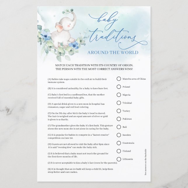 ボーホブルーの花ボーイゾウベビー伝統 (正面)