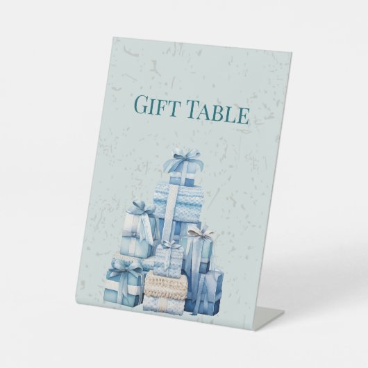 ボーホブルーギフトツインボーイズベビーシャワー 台座サイン (正面)