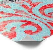 ボーホブルーゼブラ&蝶ダマスクポスター ポスター (角)