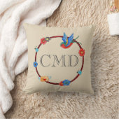 ボーホブルーバードモノグラム クッション (ブランケット)