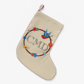 ボーホブルーバードモノグラム スモールクリスマスストッキング (正面 (吊り時))