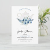 ボーホブルーフローラ茶ベビーが赤ちゃんシャワーを醸造している 招待状 (スタンド正面)