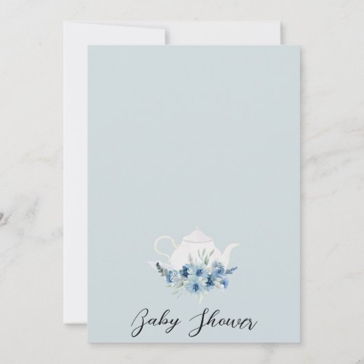 ボーホブルーフローラ茶ベビーが赤ちゃんシャワーを醸造している 招待状 (裏面)