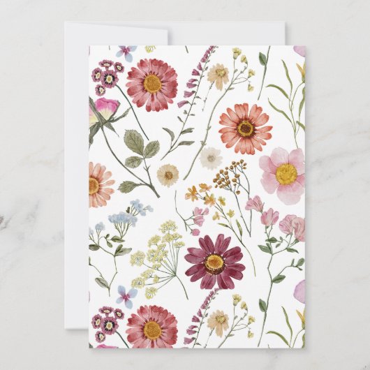 ボーホベイビー 咲き誇る 野の花 水彩画 招待状 (裏面)