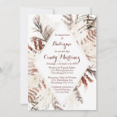 ボーホベージュバプテスマの女の子への招待 招待状 (正面)