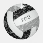 ボーホペイリーズ羽毛ブラックグレーバレーボール メタルオーナメント (裏面)