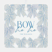 ボーホホーブルーフォトクリスマスホリデー メタルオーナメント (正面)