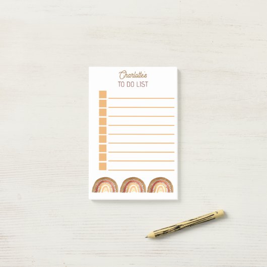 ボーホボヘミアンがレインボーをリストするかわいらし ポストイット (デスク上)