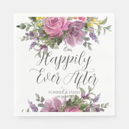ボーホマゼンタピンクパープル結婚フローラの後 スタンダードランチョンナプキン