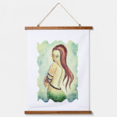 ボーホマーメイドウォーターカラーシーフームグリーン 吊り下げ型タペストリー (正面)