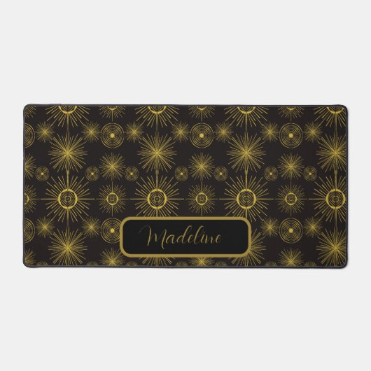 ボーホムーンスターズサンブラックパターン デスクマット (正面)