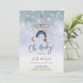 ボーホモバイルクリブ虹の雲の星ベビーシャワー 招待状 (スタンド正面)