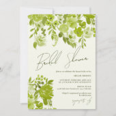 ボーホライムグリーンハンド色彩の鮮やかフローラブライダルシャワー 招待状 (正面)