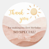 ボーホリトルサンシャイン誕生日ステッカーラベル ラウンドシール (正面)