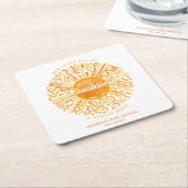 ボーホリトルレイのサンシャインオレンジ色の水色の太陽 スクエアペーパーコースター (アングル)