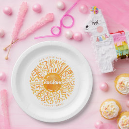 ボーホリトルレイのサンシャインオレンジ色の水色の太陽 ペーパープレート