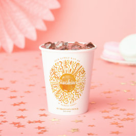 ボーホリトルレイのサンシャインオレンジ色の水色の太陽 紙コップ