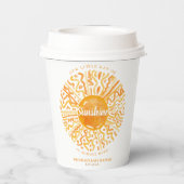 ボーホリトルレイのサンシャインオレンジ色の水色の太陽 紙コップ (裏面)
