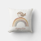 ボーホレインボーにかわいい鳥とベビー名子供部屋 クッション (正面)