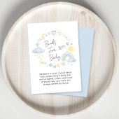 ボーホレインボーウォーターカラーブルーブックスベイビーシャワー エンクロージャーカード