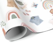 ボーホレインボーウォーターカラーベビーシャワーラッピング紙 ラッピングペーパー (ロールコーナー)