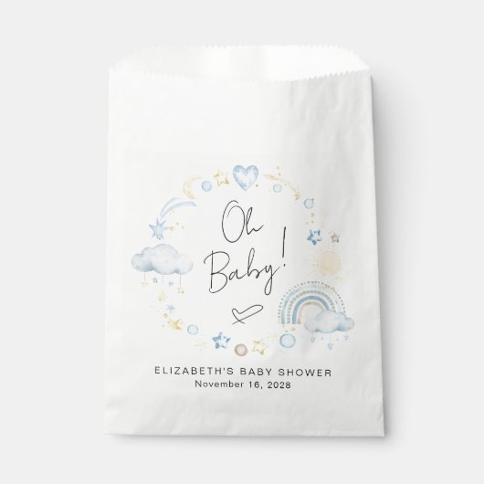 ボーホレインボーウォーターカラーボーイベビーシャワー フェイバーバッグ (正面)