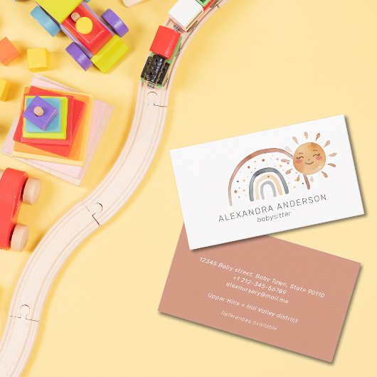 ボーホレインボーサンウォーターカラーベビーシッター 名刺