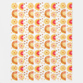 ボーホレインボーサンスターウォーターカラーオレンジパターン フリースブランケット (正面)