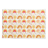 ボーホレインボーサンスターウォーターカラーオレンジパターン 枕カバー (裏面)